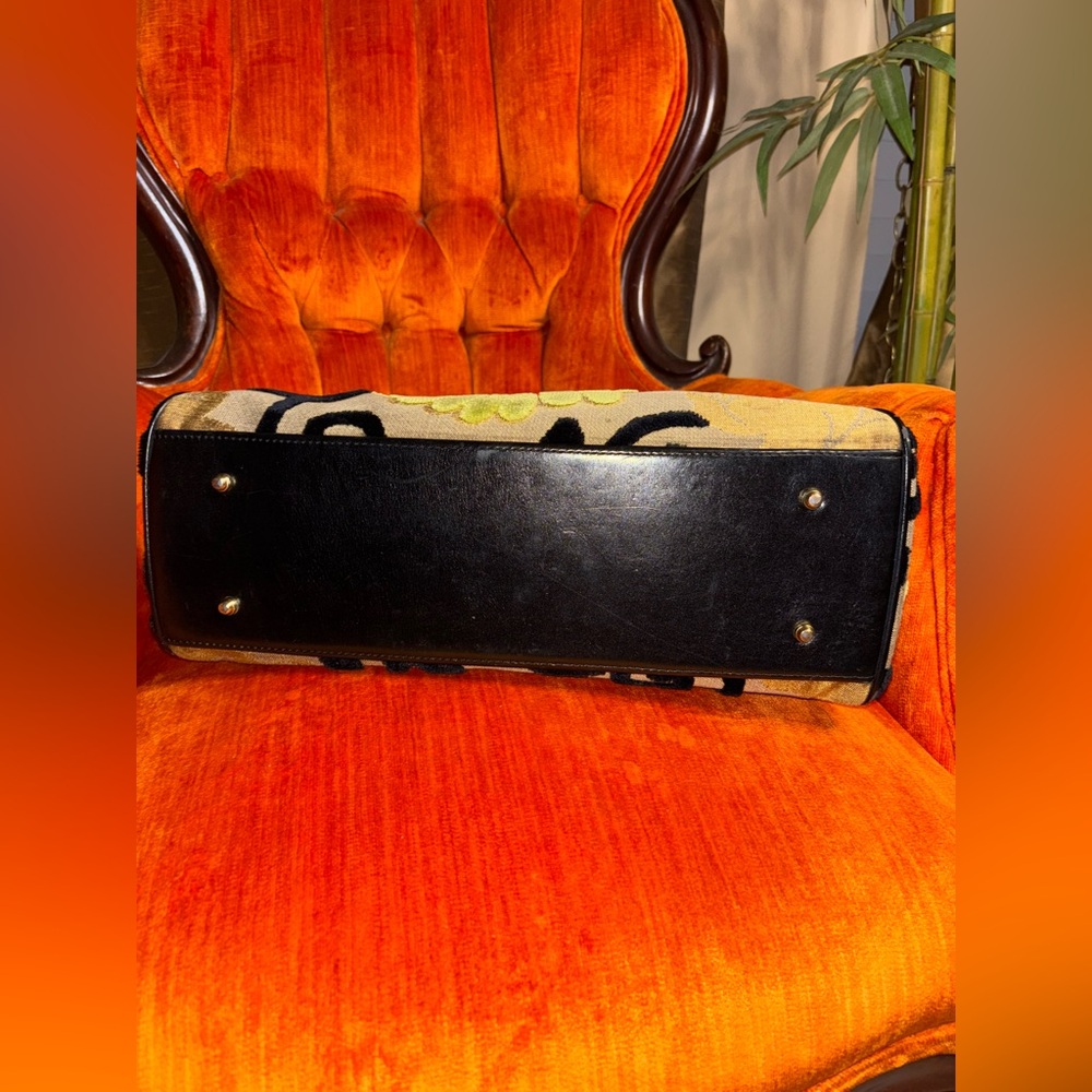 Glenda Gies Vintage Green Black Lime  Hand Bag Gold hardware & leather strap - Picture 7 of 14